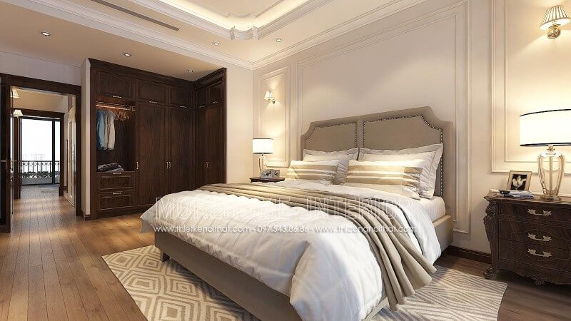 Mẫu giường ngủ gỗ tự nhiên nhập khẩu bọc da cao cấp, sang trọng cho nhà biệt thự