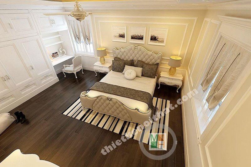 Mẫu giường ngủ gỗ bọc da cao cấp cho chung cư biệt thự với đường nét tân cổ điển sang trọng, tinh tế