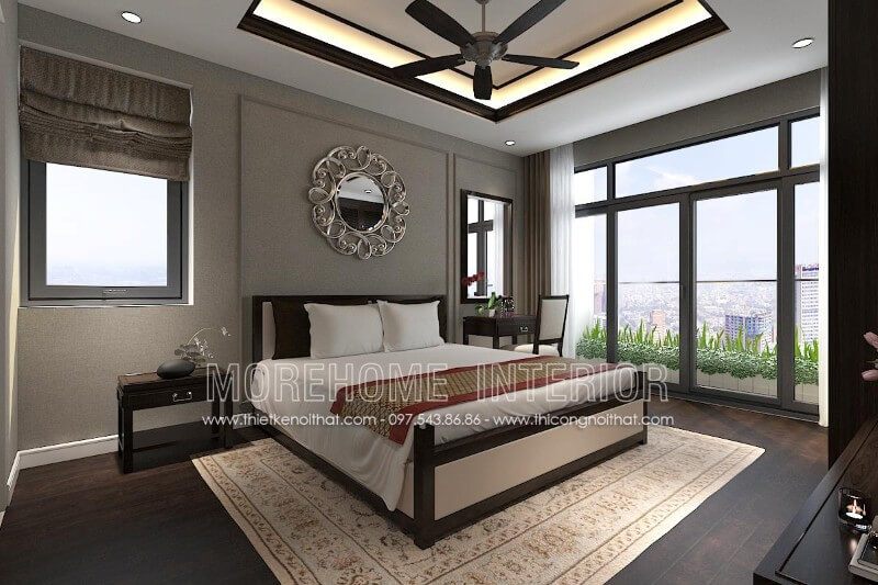 Thiết kế giường ngủ cho phòng Master chung cư cao cấp phong cách hiện đại, đẳng cấp